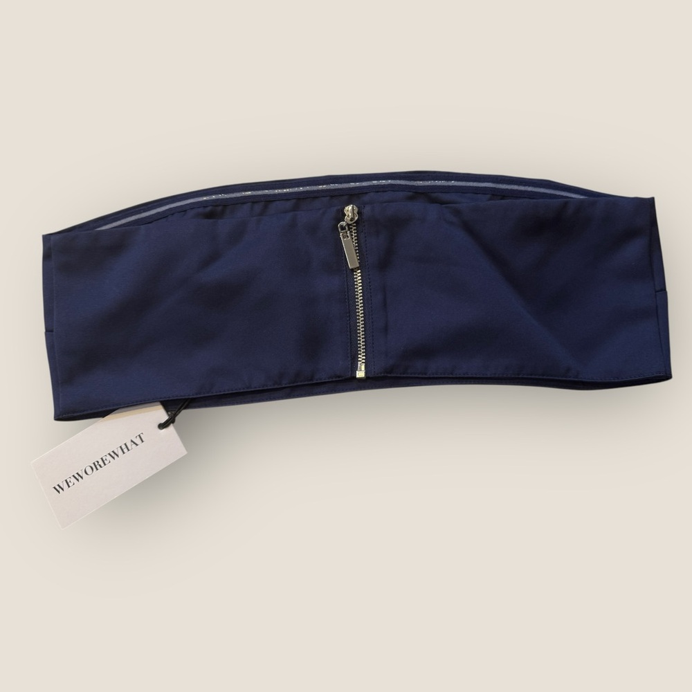 WeWoreWhat | Duchess Satin Bandeau Top | Navy | Size 4 | NWT - Picture 7 of 8